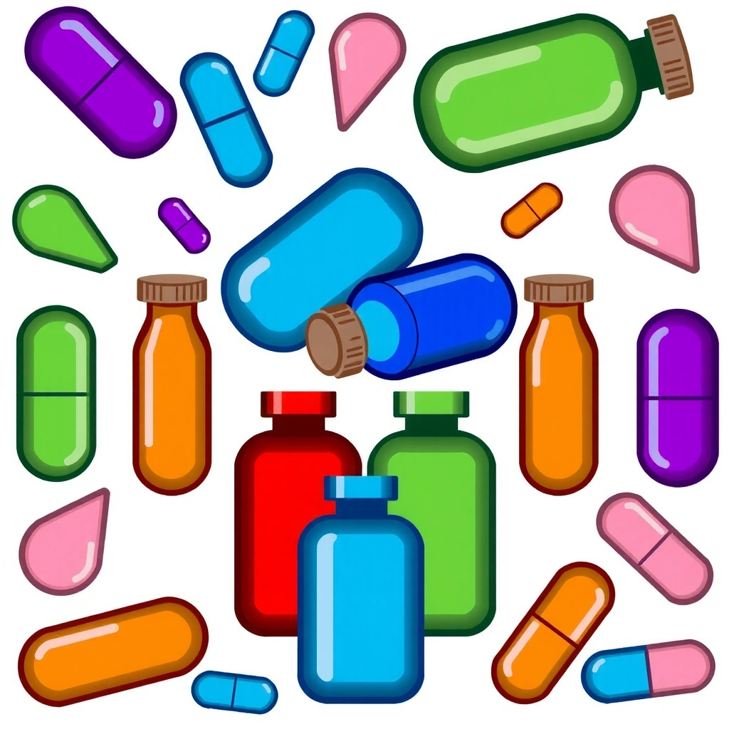 Ilustración de botella de suplementos